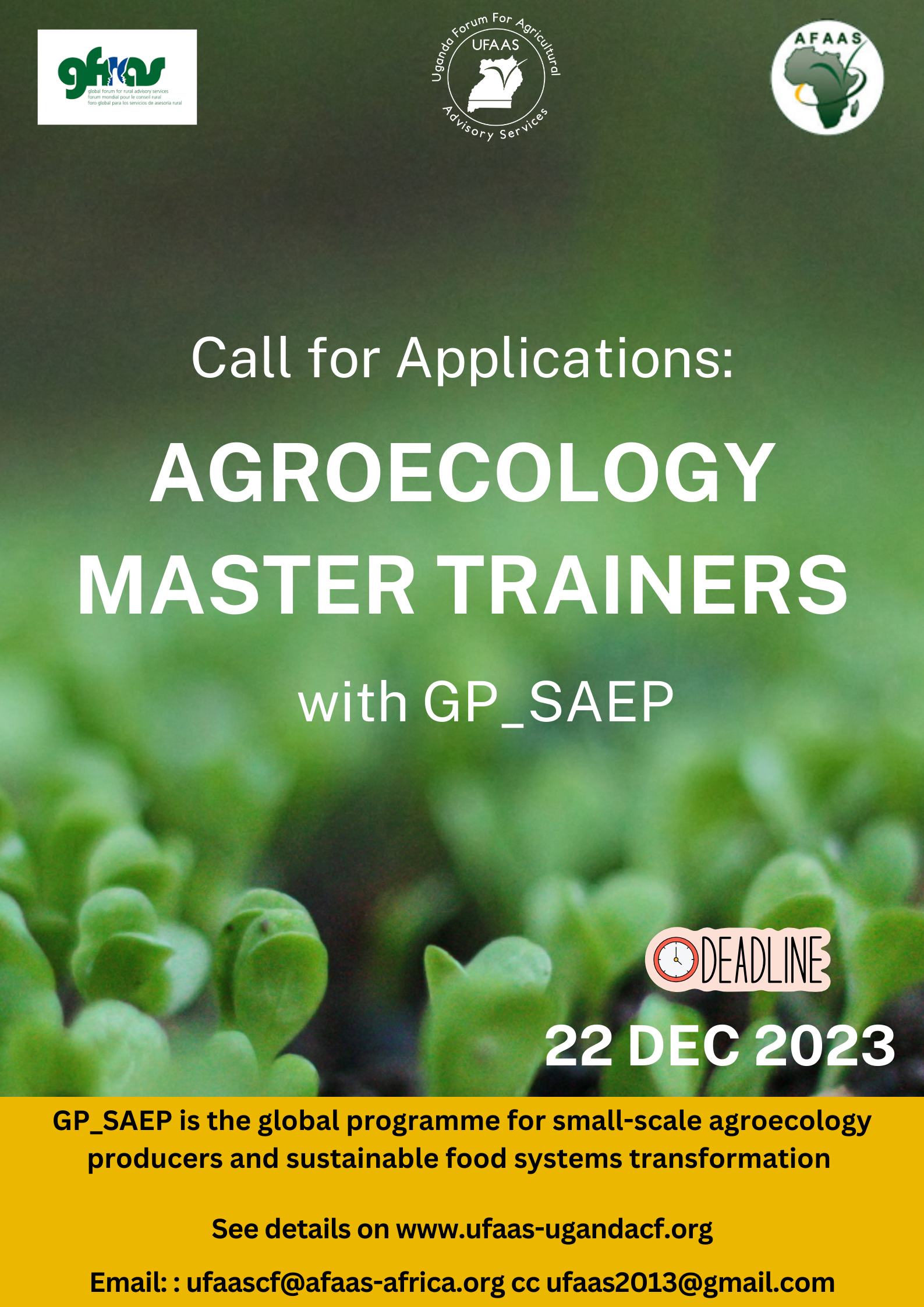 Call for Applications: Agroecology Master Trainers with GP-SAEP